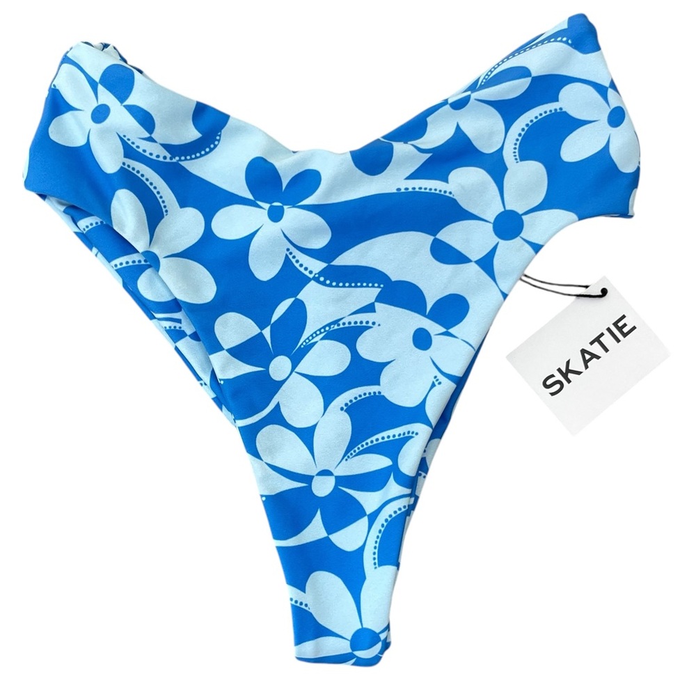 SKATIE Mandi Blue White Floral High Cut Bikini *BOTTOMS Women’s Swimwear XS NEW